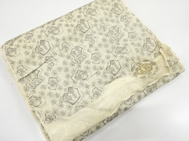 JAPANESE KIMONO / ANTIQUE BOLT FOR HAORI / SILK / WOVEN FLOWER